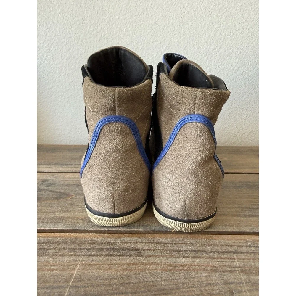 Coach Dreama Sneakers Suede Strap Wedges Size 6B Blue/Black/Tan - Picture 4 of 9